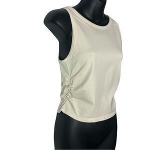 Sporty Cream Crew Neck Sleeveless Yoga Cami Tank Top